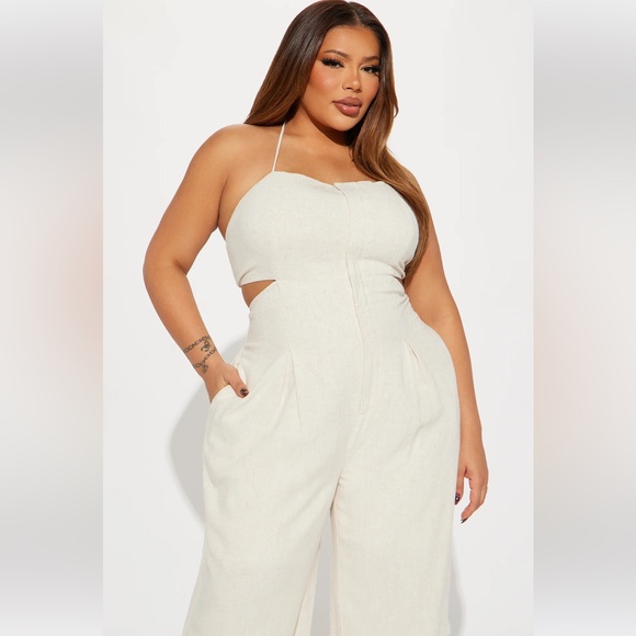 Fashion Nova size 1X Ivory Jumpsuit - Picture 2 of 3